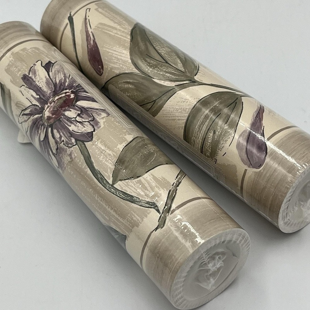 Wallpaper Border Driftwood Linen Sears 5 Yards Each New Floral Cottage Core